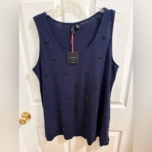 Cynthia Rowley tank top with beading, navy blue, never worn, washed once